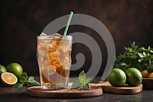 Refreshing citrus cocktail with fruits