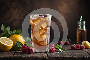 Refreshing citrus cocktail with fruits