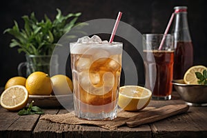 Refreshing citrus cocktail with fruits