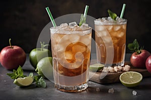 Refreshing citrus cocktail with fruits