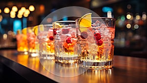 Refreshing cocktail on bar counter, perfect for summer clubbing generated by AI