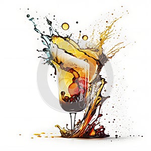Refreshing Cocktail Splash on White Background for Invitations and Posters.