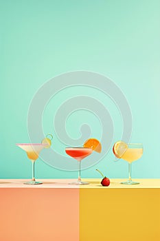 Refreshing cocktails in glasses