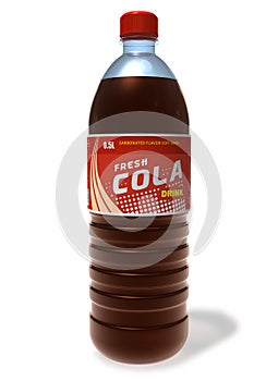 Refreshing cola drink in plastic bottle