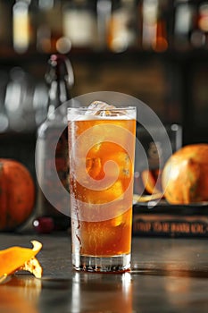 Refreshing Cold Beer Glass with Bubbles on Warm Background