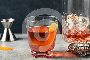 Refreshing Cold Boozy Boulevardier Cocktail