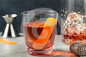 Refreshing Cold Boozy Boulevardier Cocktail