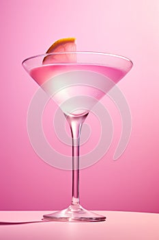 Refreshing Cold Pink Cosmopolitan Cocktail with Vodka and Cranberry
