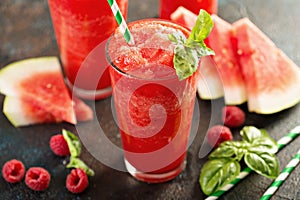 Refreshing cold summer drink watermelon slushie