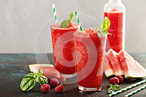 Refreshing cold summer drink watermelon slushie photo