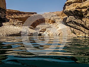 The refreshing cold water of the oasis of Wadi Bani Khalid in Om