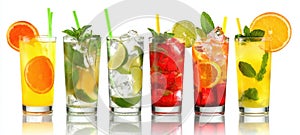 The Refreshing Collection of Colorful Non-Alcoholic Summer Drinks AI generated image