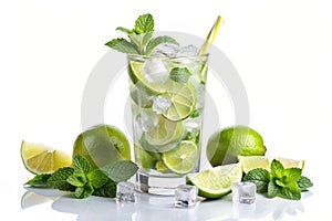 Mojito cocktail isolated on a white background