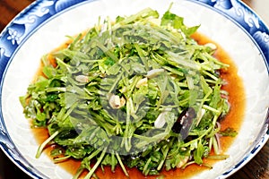 Refreshing and delicious celery seedlings salad.