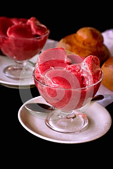 Refreshing and delicious dessert, pleasure of taste in warm days photo