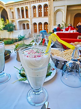 Refreshing doogh drink, Kashan, Iran