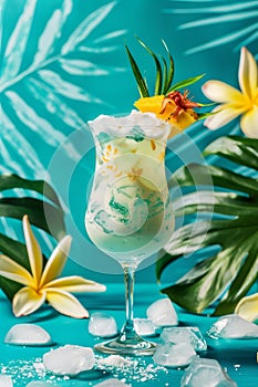 Refreshing Drink in Glass With Flower