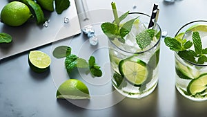 A Refreshing Drink With Lime and Mint Infusions.