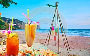 Refreshing drinks on Ao Nang beach, Krabi, Thailand