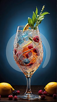 Refreshing Elegance: A Fruit and Mint Cocktail