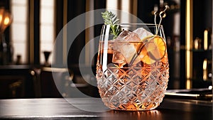 Refreshing Elegance: A Fruit and Mint Cocktail photo