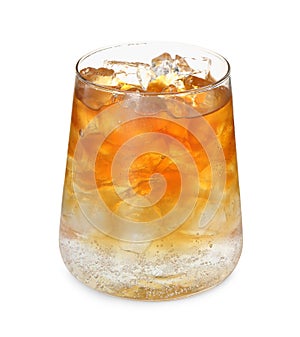 Refreshing espresso tonic drink isolated on white