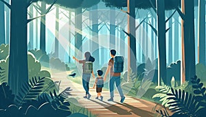A refreshing family hike, connecting with nature and discovering wildlife together. photo