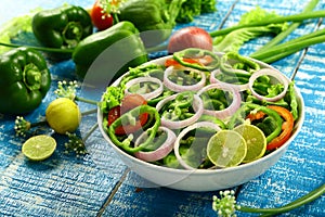 Refreshing Fresh green capsicum pepper salad
