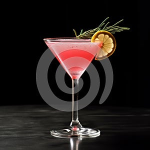 A refreshing fruit cocktail. Cosmopolitan cocktail. A refreshing drink with a pulp of red berries