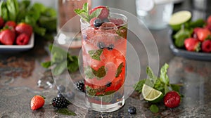 Refreshing Fruity Drink in Tall Glass