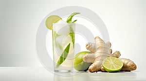 Refreshing Ginger Ale Image For Summer Picnic On White Background