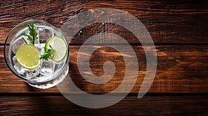 Refreshing Glass Of Ice Water With Green Herb Garnish