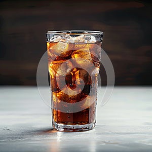 Refreshing glass of soda over ice, perfect thirst quencher