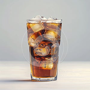 Refreshing glass of soda over ice, perfect thirst quencher