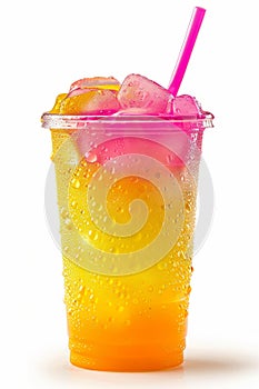 Refreshing Gradient Iced Drink with Condensation in Clear Cup