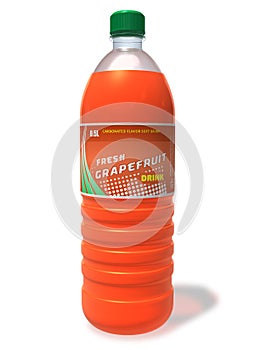 Refreshing grapefruit drink in plastic bottle photo