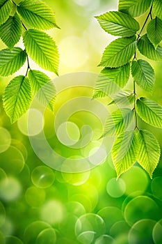 Fresh and green leaves green bokeh on nature abstract blur background green bokeh from tree.Mock up for display. montage of photo
