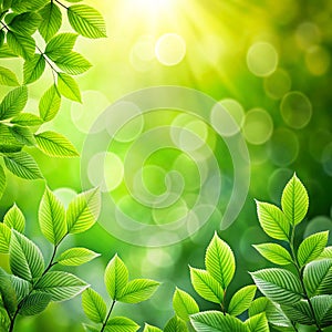 Fresh and green leaves green bokeh on nature abstract blur background green bokeh from tree.Mock up for display. montage of photo