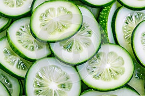 Refreshing Green Delight of Fresh Sliced Cucumber.
