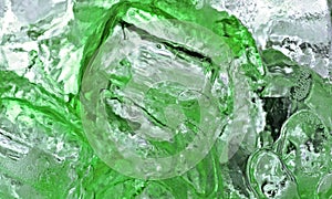 Refreshing green ice drink close-up