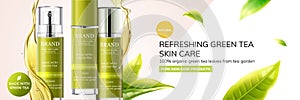 Refreshing green tea skin care ads photo