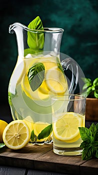 Refreshing Homemade Lemonade in a Pitcher, Cool and Zesty Quencher for Summer Days