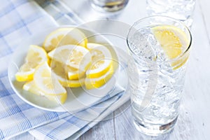 Refreshing Ice Cold Water with Lemon