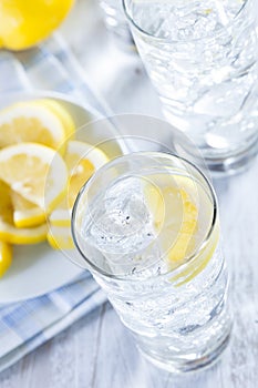 Refreshing Ice Cold Water with Lemon