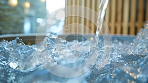 A refreshing ice fountain for guests to cool off in between sauna sessions.