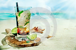 Refreshing iced rum mojito cocktail photo