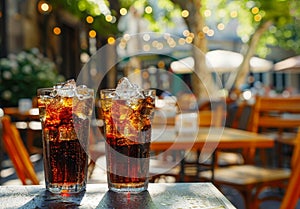 Refreshing iced tea drinks on a summer evening