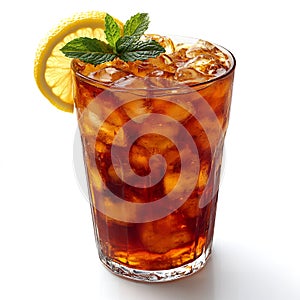 Refreshing Iced Tea with Lemon and Mint Cool Summer Drink in Glass