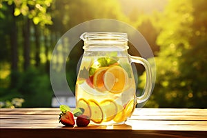 Refreshing Lemonade Jug with Fresh Berries and Sliced Lemons - Summer Drink for Hot Days and Parties