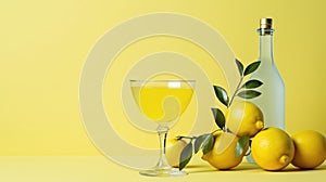 A refreshing Lemoncello cocktail summer drink, minimalism. AI generated